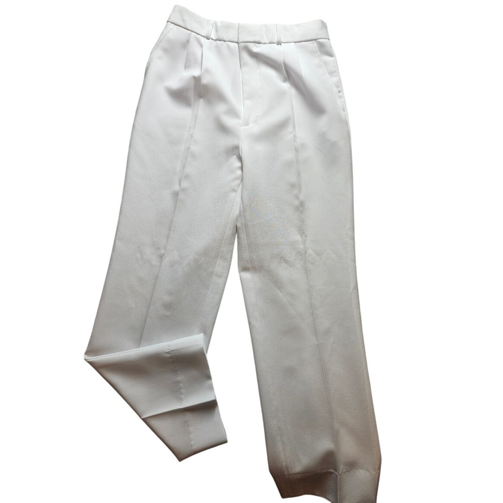 Milano Moda White Pleated Dress Pants Straight Leg Formal Trousers 18R